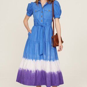 Blue Dip Dye Midi Dress